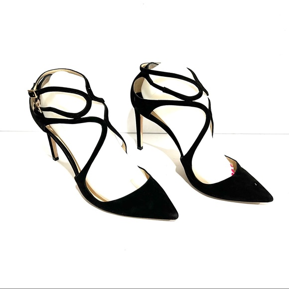 247 Jimmy Choo Lancer Strappy Pump Stiletto Black Suede Pump Shoe 41.5 11.5 12.5 - Picture 9 of 15